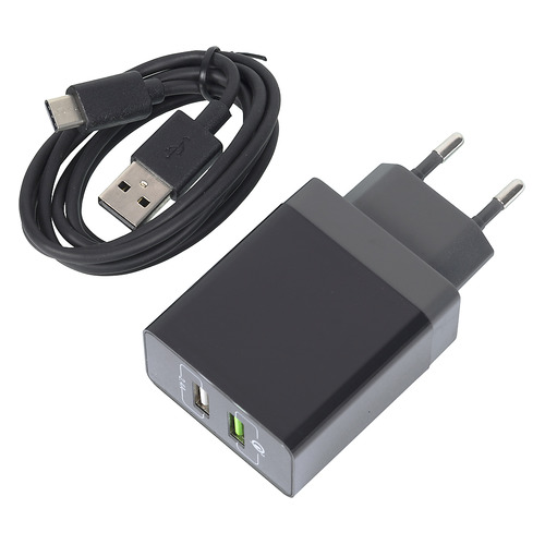 

Сетевое зарядное устройство DF Tor-04, USB, USB type-C, 3A, черный