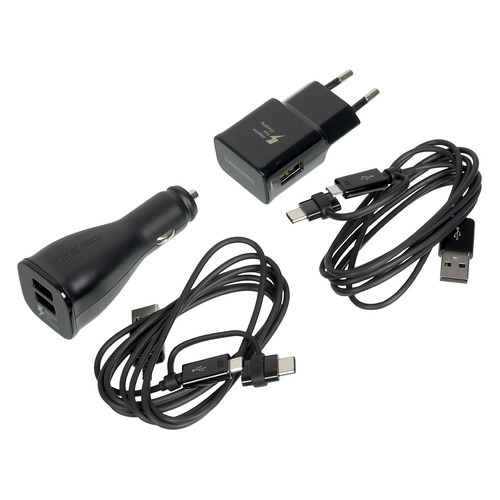 фото Комплект зарядного устройства samsung ep-u3100, usb, microusb/usb type-c, 2a, черный