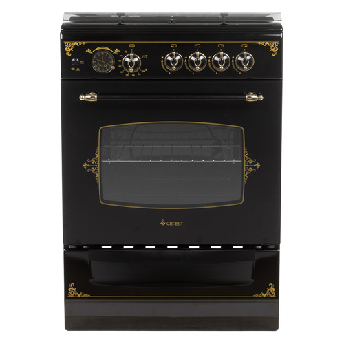 

Газовая плита GEFEST ПГ 6100-03 0179, газовая духовка, стеклянная крышка, чугун, черный и рисунок "ретро", ПГ 6100-03 0179