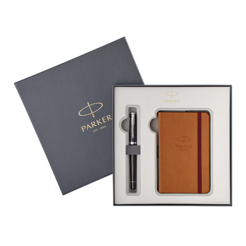 

Набор Parker Urban Premium (2018976) Ebony Metal CT ручка перьевая M синие чернила в компл.:блокнот