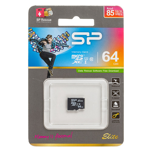 фото Карта памяти microsdxc uhs-i silicon power 64 гб, 85 мб/с, class 10, sp064gbstxbu1v10, 1 шт.