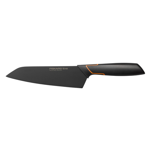 фото Нож кухонный fiskars edge (1003097) стальной сантоку лезв.170мм прямая заточка черный/оранжевый