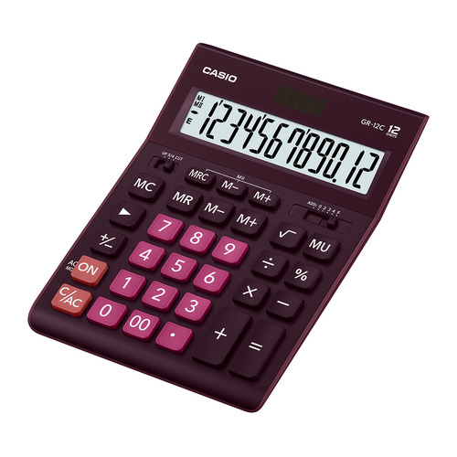 

Калькулятор Casio GR-12C-WR, 12-разрядный, бордовый, GR-12C-WR