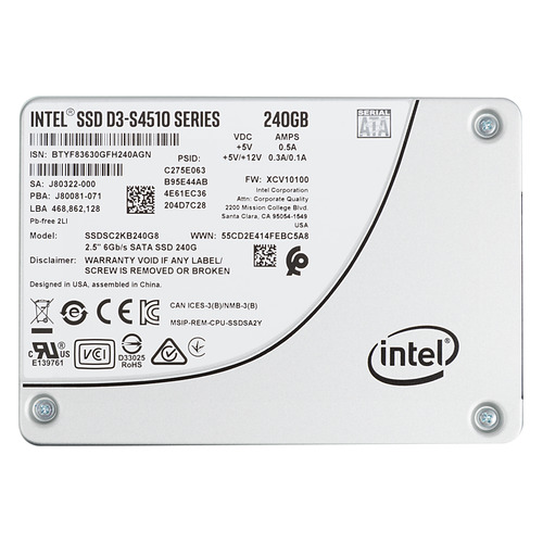 

SSD накопитель Intel DC D3-S4510 SSDSC2KB240G801 240ГБ, 2.5", SATA III [ssdsc2kb240g801 963339], SSDSC2KB240G801