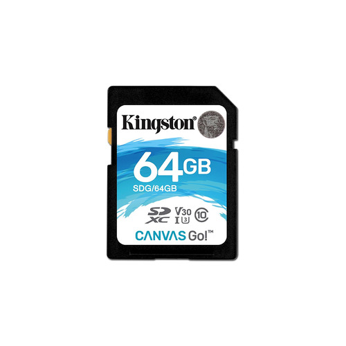 фото Карта памяти sdxc uhs-i u3 kingston canvas go 64 гб, 90 мб/с, 90x, class 10, sdg/64gb, 1 шт.