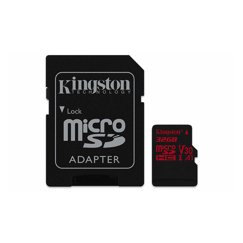 фото Карта памяти microsdhc uhs-i u3 kingston canvas react 32 гб, 100 мб/с, class 10, sdcr/32gb, 1 шт., переходник sd