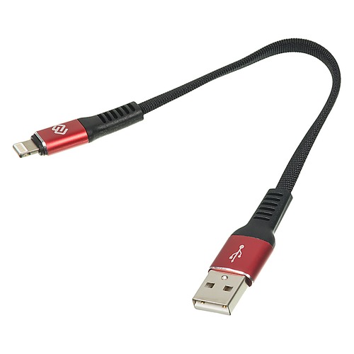 

Кабель DIGMA USB A(m), Lightning (m), 0.15м, черный / красный