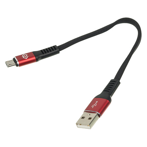 

Кабель DIGMA USB A(m), micro USB B (m), 0.15м, черный / красный