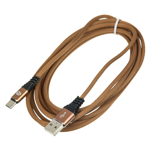 фото Кабель digma usb a (m), usb type-c (m), 3м, коричневый