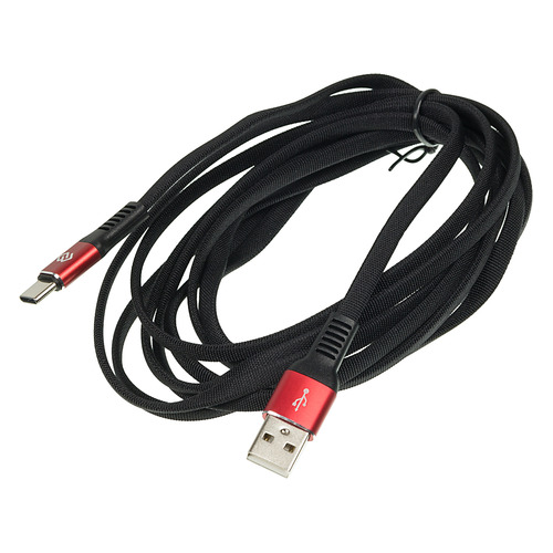 

Кабель DIGMA USB A(m), USB Type-C (m), 3м, черный / красный