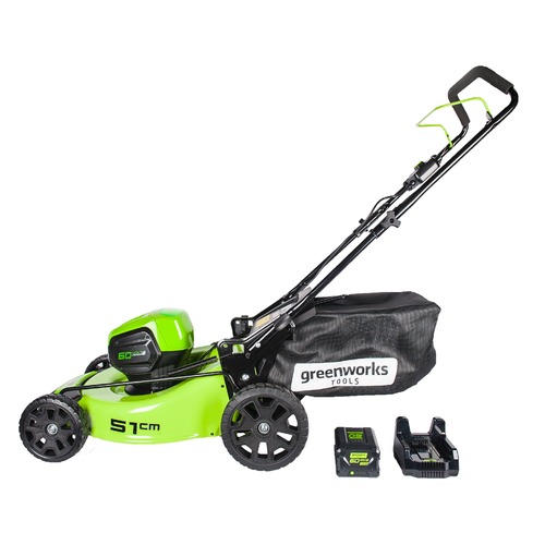 

Газонокосилка аккумуляторная GREENWORKS GD60LM51HPK4, 51см, несамоходная [2502707ub]