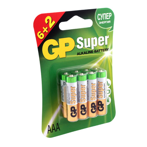 фото Aaa батарейка gp super alkaline 24a lr03, 8 шт.