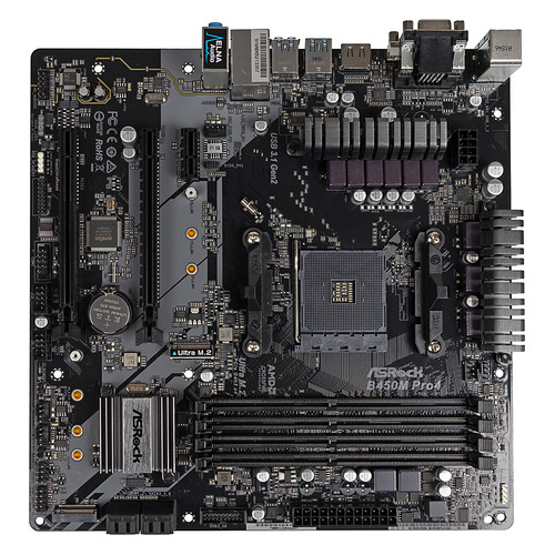 фото Материнская плата asrock b450m pro4, socketam4, amd b450, matx, ret