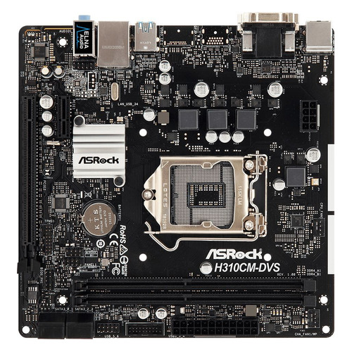 фото Материнская плата asrock h310cm-dvs, lga 1151v2, intel h310c, matx, ret