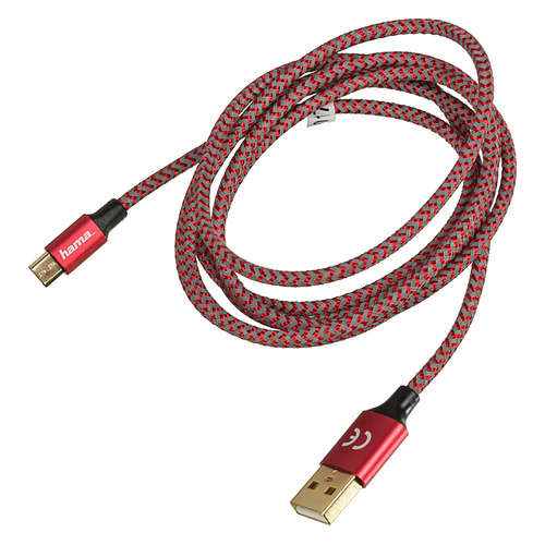 фото Кабель hama 00178288, micro usb (m) - usb (m), 1.5м, красный