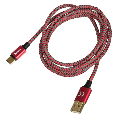 фото Кабель hama 00178296, usb type-c (m) - usb (m), 1.5м, красный