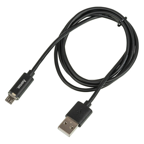 

Кабель HAMA micro USB B (m), USB A(m), 1м, черный [00178365]
