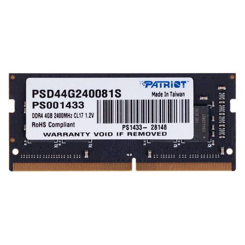 

Модуль памяти Patriot Signature PSD44G240081S DDR4 - 4ГБ 2400, SO-DIMM, Ret, PSD44G240081S