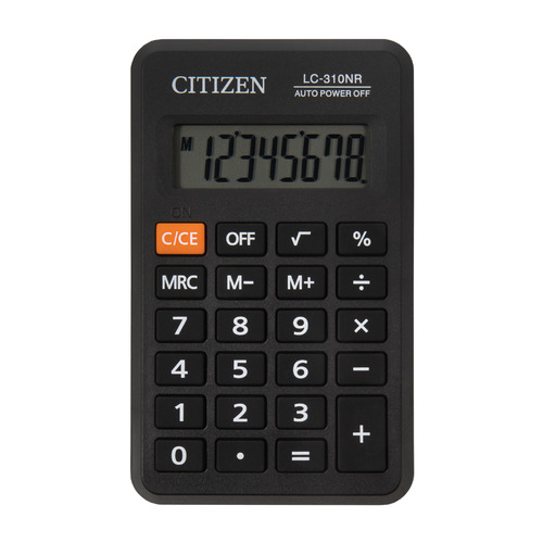 

Калькулятор Citizen LC-310NR, 8-разрядный, черный, LC-310NR