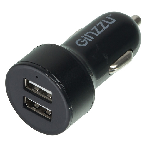 фото Автомобильное зарядное устройство ginzzu ga-4011ub, 2xusb, 2.1a, черный