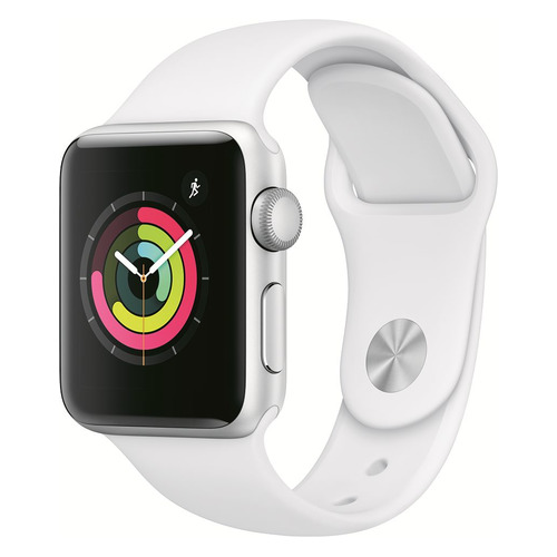 фото Смарт-часы apple watch series 3 42мм, серебристый / белый [mtf22ru/a]