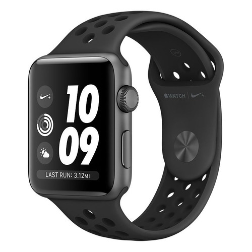 фото Смарт-часы apple watch series 3 nike+, 42мм, темно-серый / черный [mtf42ru/a]