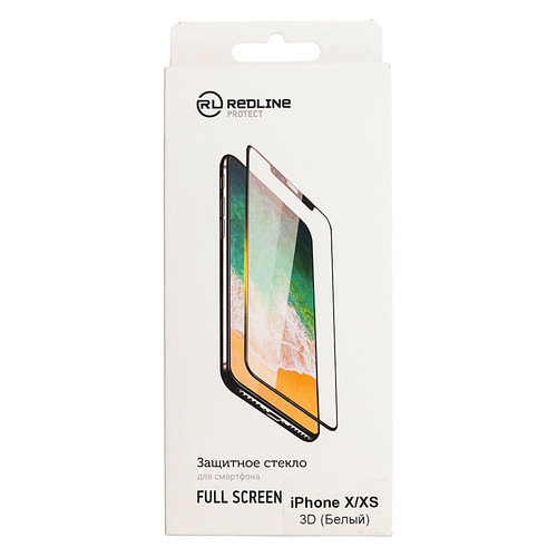 

Защитное стекло для экрана REDLINE для Apple iPhone X/XS, 3D, 1 шт, белый [ут000012289]