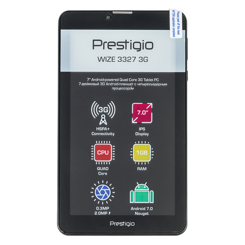 

Планшет PRESTIGIO Wize 3327 3G, 1GB, 8GB, 3G, Android 7.0 черный