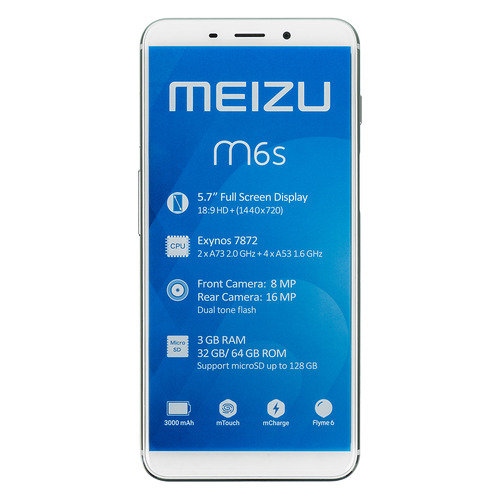 

Смартфон MEIZU M6s 32Gb, M712H, серебристый