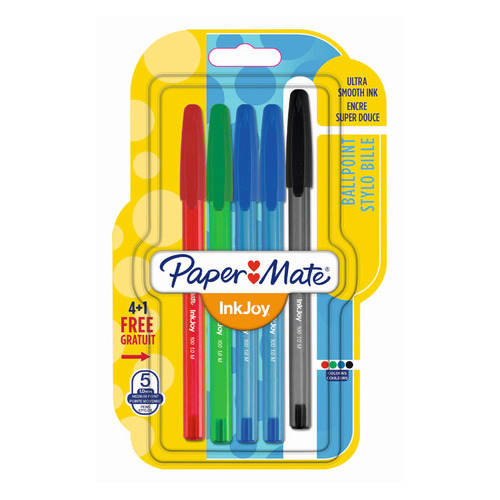 фото Набор шариковых ручек paper mate inkjoy (1956724) индив. пакет с европодвесом (5шт) 12 шт./кор.