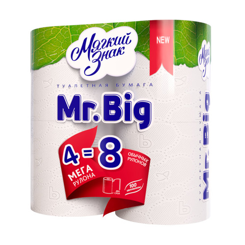 фото Полотенца бумажные мягкий знак mr. big 32.5м 2-хслойная 130лист. белый (упак.:1рул) (c5) 24 шт./кор.