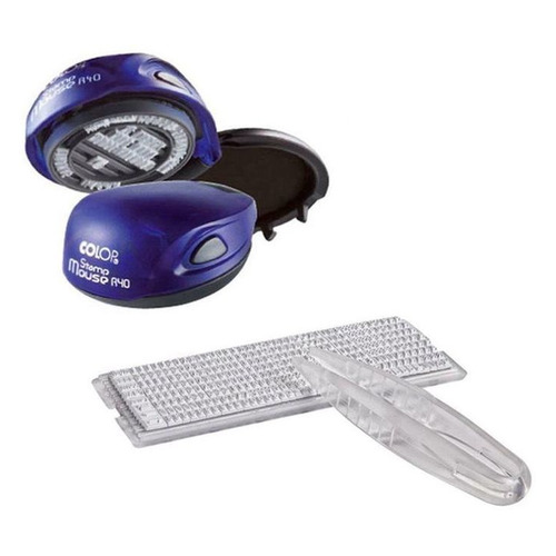 

Печать самонаборная COLOP Stamp Mouse R40/2 SET, оттиск 40 мм, шрифт 3.1 мм, 2 текста, круглый, синий, Stamp Mouse R40/2 SET
