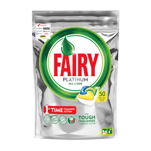 

Капсулы FAIRY Platinum All in One для посудомоечных машин, 50шт [дубль использовать 394315], All in One