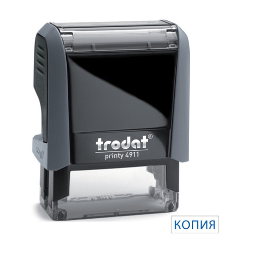 

Текстовый штамп автоматический TRODAT 4911/DB КОПИЯ, оттиск 38 х 14 мм, шрифт 3.1/2.2 мм, прямоугольный, синий [4911/db/l1.9 printy 4.0], 4911/DB КОПИЯ