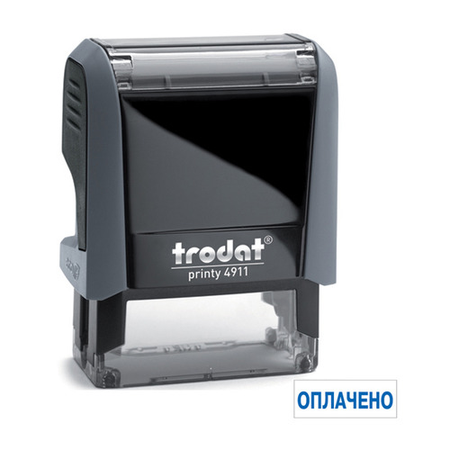 

Текстовый штамп автоматический TRODAT 4911/DB ОПЛАЧЕНО, оттиск 38 х 14 мм, шрифт 3.1/2.2 мм, прямоугольный, синий [4911/db/l1.2 printy 4.0], 4911/DB ОПЛАЧЕНО