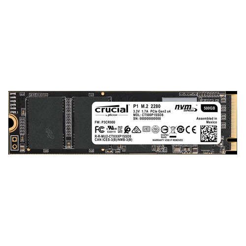 

SSD накопитель CRUCIAL P1 CT500P1SSD8 500ГБ, M.2 2280, PCI-E x4, NVMe