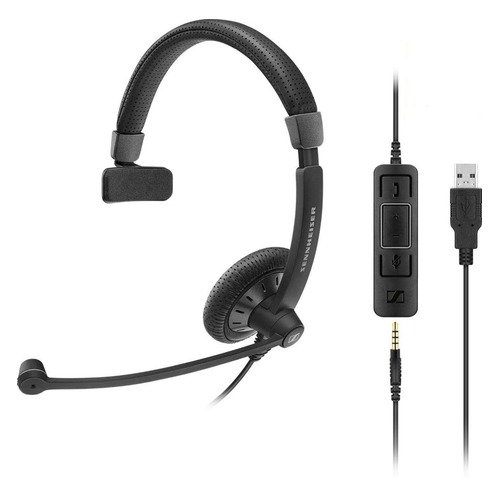 

Гарнитура SENNHEISER SC 45 USB MS, для контактных центров, накладные, черный [507083]