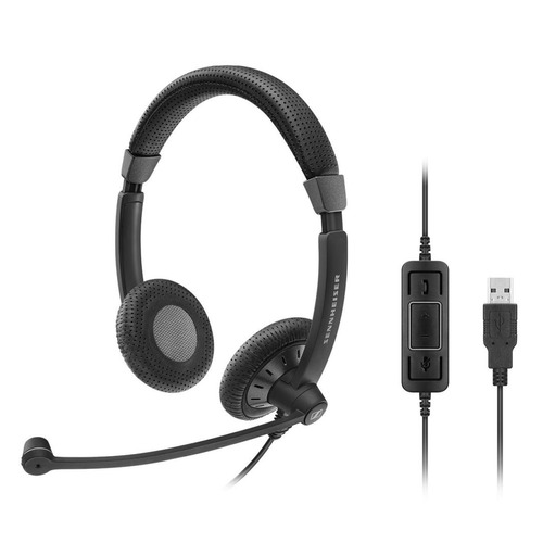 

Гарнитура SENNHEISER SC 70 USB MS, для контактных центров, накладные, черный [506502]