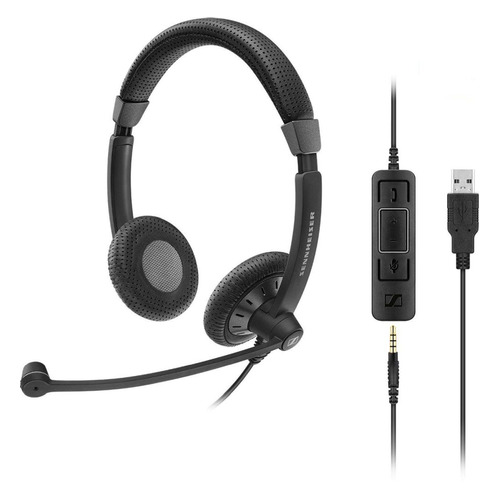 

Гарнитура SENNHEISER SC 75 USB MS, для контактных центров, накладные, черный [507086]
