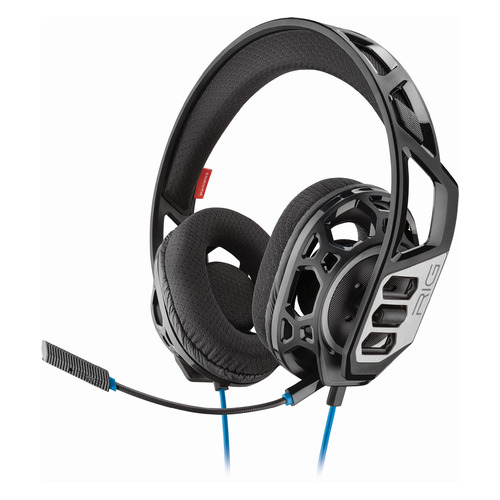 

Гарнитура игровая Plantronics Nacon RIG 300 HS, для компьютера и игровых консолей, мониторные, черный / синий [211836-05], Nacon RIG 300 HS