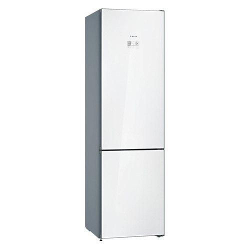 

Холодильник BOSCH KGN39LW31R, двухкамерный, белое стекло/серебристый металлик