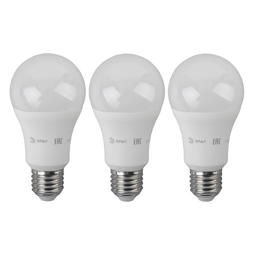 

Упаковка ламп LED ЭРА E27, груша, 14Вт, 2700К, белый теплый, A60-14W-827-E27, 3 шт. [б0030028], A60-14W-827-E27