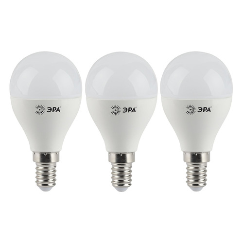 фото Упаковка ламп led эра e14, шар, 5вт, 4000к, белый нейтральный, p45-5w-840-e14, 3 шт. [б0028487]