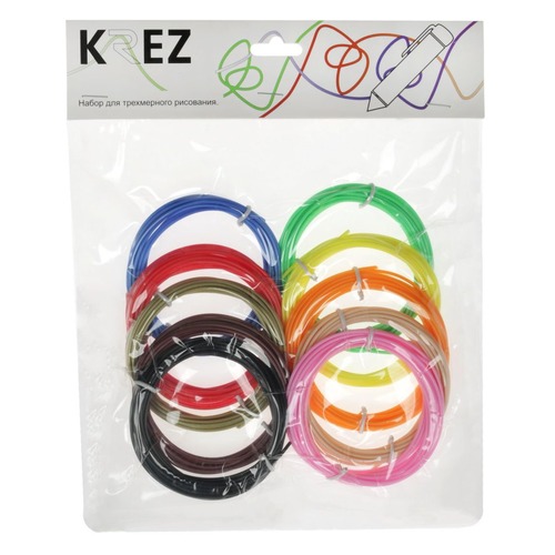 

Пластик для ручки 3D Krez RF10 PLA d1.5мм 0.11кг L3м 10цв.