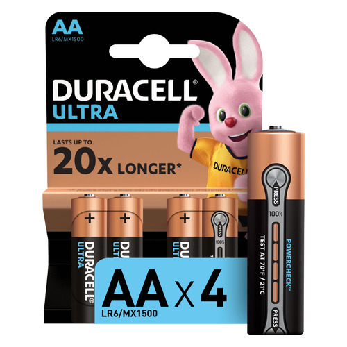 

AA Батарейка Duracell Ultra Power LR6-4BL MX1500, 4 шт., LR6-4BL MX1500