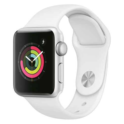 фото Смарт-часы apple watch series 3 38мм, серебристый / белый [mtey2^/a]