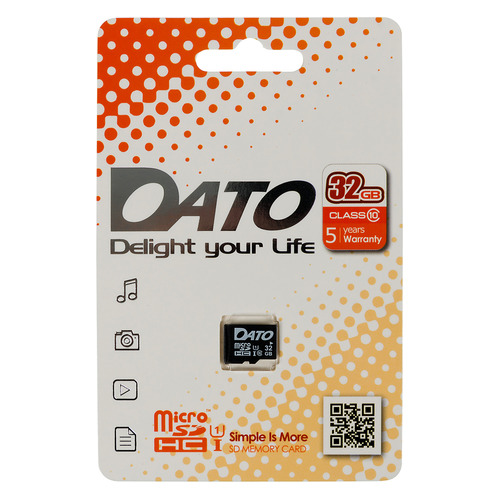 фото Карта памяти microsdhc uhs-i u1 dato 32 гб, 60 мб/с, class 10, dttf032gui10, 1 шт.