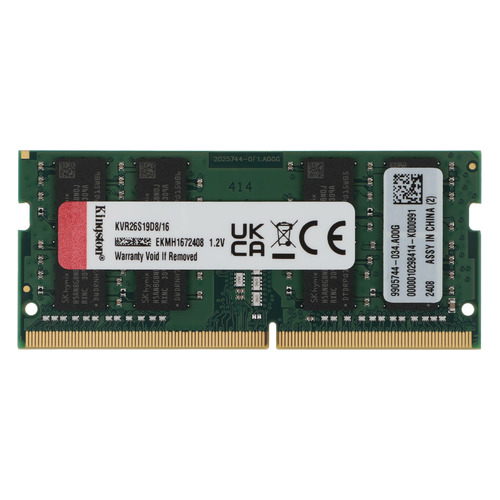 

Модуль памяти Kingston VALUERAM KVR26S19D8/16 DDR4 - 16ГБ 2666, SO-DIMM, Ret, KVR26S19D8/16