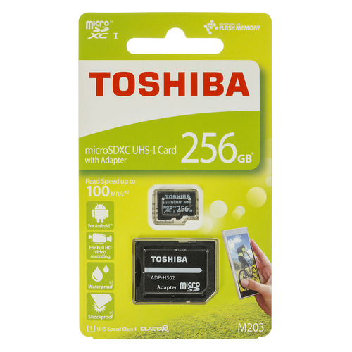 

Карта памяти microSDXC UHS-I U1 TOSHIBA M203 256 ГБ, 100 МБ/с, Class 10, THN-M203K2560EA, 1 шт., переходник SD, THN-M203K2560EA