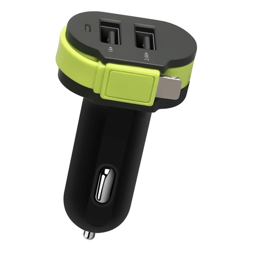 

Автомобильное зарядное устройство WIIIX CH-U2-9-UTC, 2xUSB, USB type-C, 2.1A, черный/зеленый